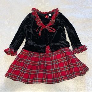 Baby Girl Christmas Plaid Velvet Top Dress